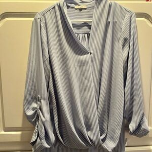 Pleione Blue Striped Women's Drape Top